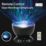 Umiwe Ozean Nachtlicht Projektor Ozeanwellen Meer Fernbedienung Nachttischlampe mit Eingebautem Mini Musik Player [12 LED Beads, 7 Bunte Licht Modi, TF Steckplatz] für Kinder Erwachsene Schlafzimmer Wohnzimmer - 5