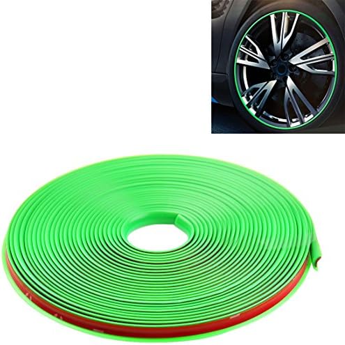 RIM STICKER 17 Inches for Car, Motorbike, Scooter, Simoni Racing Wheelstripe for Tuning, Rim Guard Stickers for RIM from 10 to 25 inch Roll with 8 m Length Stripes Edges of wortek green Green
