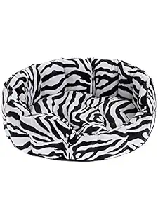 Comfy Ultra Soft Luxurious Designer Round Shape Reversible Washable Recron Polyfiber Filled Orthopedic Bed for Dog and Cat- S (Zebra Print)