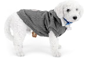 Lulala Dog Hoodie Sweater Coat only for Small Dog & Cat Fleece Lined Winter Jacket Hoodie Cardigan Warm Puppy Clothes (Grey-10 Inch)