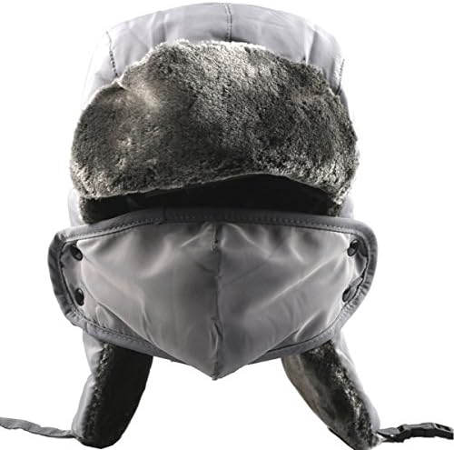 Unisex Winter Waterproof Trooper Trapper Hat, Windproof Russian style Hat , Aviator Bomber Cap Ear Flap Warm Ski Hat With Removable Mask, Best Xmas Gift for Men or Women (Gray, One size)