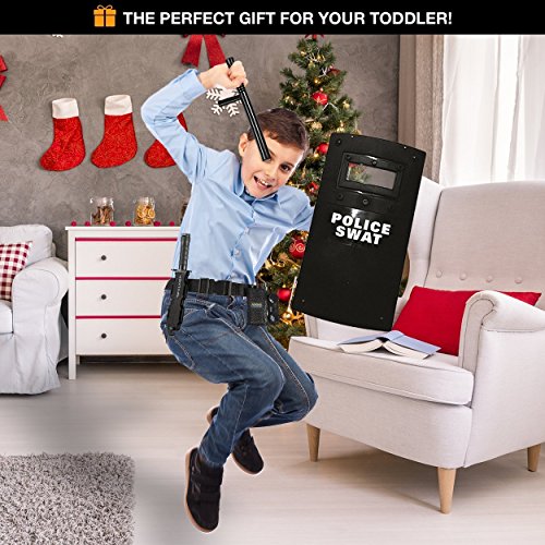 Ultimate-tout-en-un-ensemble-de-jeu-de-rle-policier-pour-les-enfants-Comprend-SWAT-Shield-ceinture-rglable-lampe-de-poche-et-plus-Construction-en-plastique-durable-Police-Uniform-Halloween-Acc