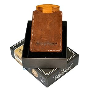 Mens Beard Comb with leather Case - Two sided beard comb & Mustaches comb - Sandal Wood Pocket Comb & Case, Dual Action… - Image 3