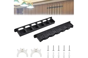 CODIRATO Porte-queues Billard Mural en ABS Supports de Billard à 6 Queues avec 2 Accessoires de Queues de Billard Blanc, 5 Vis et 5 Tubes d'Expansion pour Bar, Club, Salle de Billard(Noir)