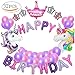 Produktbild MMTX Einhorn Party Dekorationen Supplies, mit 2 Stück Geburtstag Mädchen Ballon, alles Gute zum Geburtstag Ballon Banner Decko, 4 Stück Helium Folie Star, 1 Krone und 24 Stück Latex Party Ballons für Kleinkinder Mädchen Boy Lady Birthday Party, Hochzeit (Einhorn)