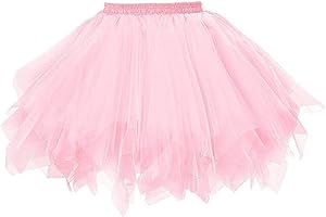 MMIHOIM Damen tüllrock Karneval Klassisch Elastisch Damen Karneval Kostüm Tüllrock 50er Tütü Rock Kurz Ballett Unterrock Crinoline Petticoat Tutu