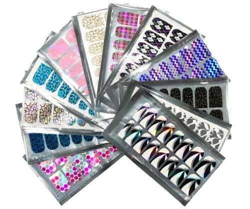 12 Sets Mix Fashion Design Trendy Nail Wrap Foils Stickers HOT SALE! Z249 UK