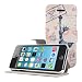 Produktbild kwmobile Flip Hülle Case für Apple iPhone SE / 5 / 5S mit Freiheitsstatue Post Design - Kunstleder Smartphone Tasche Schutzhülle in Blau Weiß