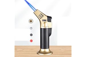 ibforcty Refillable Culinary Cooking Torch Kitchen Blow Torch Lighter with Safety Lock Adjustable and Lock Flame (Butane Gas not Included) (Golden)