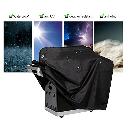 HOMMAYS BBQ Grill Abdeckung 60 Zoll Schwerlast Wasserdicht im Freien Garten Patio Gas Grillabdeckung Barbecue Gasgrill Abdeckhaube für Weber Genesis Char-Broil Landmann 152 CM - 5
