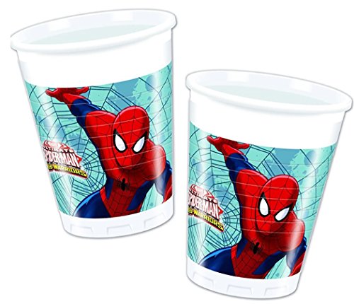 101-teiliges Party-Set * ULTIMATE SPIDERMAN WEB WARRIORS * für Kindergeburtstag mit 6-8 Kinder: Teller, Becher, Servietten, Einladungen, Partytüten, Tischdecke, Luftballons, Luftschlangen u.v.m. // Geburtstag Party Kinderparty Mottoparty Kinder Marvel Spider-Man - 2