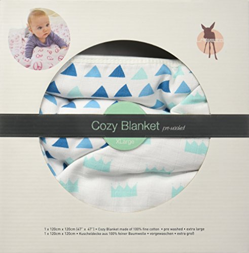 Lässig Cozy Blanket XL (120x120cm) Krabbel- und Spieldecke Schmusedecke aus 100% Musin Baumwolle, ist atmungsaktiv weich kuschelig und flauschig, Little King & Queen boys - 6
