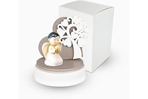 ALBALÙ Bomboniera Carillon Agenlo Bimbo con Albero della vita Tortora Misura 9.5x12 cm Scatola Regalo Inclusa, Made in Italy