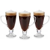 3&rsquo;l&uuml; Cam Kupa Seti 250 ml &ndash; Ayaklı Şeffaf Kahve ve Tatlı Bardağı &ndash; Latte, Cappuccino, Sıcak &Ccedil;ikolata i&ccedil;in