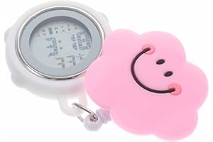 VILLCASE Reloj de enfermera con clip, reloj de enfermera, funda de silicona, reloj de bolsillo digital, reloj de bolsillo portátil, bonito patrón de nubes, relojes para enfermeras, médicos