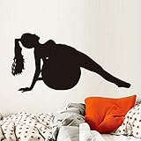 Nagelneu, Qualitätssicherung zqyjhkou Frau mit einem Ball Yoga wandaufkleber Fitness übung Pilates wandtattoos abnehmbare Vinyl Silhouette wandbild DIY wohnkultur 57 cm x 114 cm