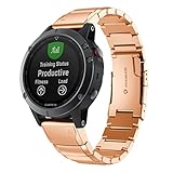 SUPORE Garmin Fenix 5 Armbanduhr Band, Ersatz Edelstahl Link Metall Gurt Schnell freigesetzt Leder Flechtband für Garmin Fenix 5