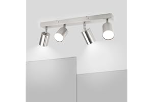 Ketom Plafonnier LED 4 Spots Orientables - Spots de Plafond Nickel Matte - Luminaire Plafonnier GU10 - Moderne Spot de Plafond - Sans Ampoule