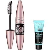 Maybelline New York Lash Sensational Yelpaze Etkili Intense Black Maskara - Ekstra Siyah 9.5 ml & Mini Fit Me Matte - Poreles
