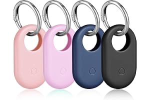 Ainiv 4-pack fodral kompatibel med Samsung Galaxy SmartTag 2, mjukt silikonskyddsfodral för nyckelringar, fallsäkra och reptå