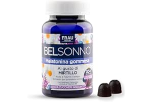 FRAU BEL SONNO, 30+7 Caramelle di Melatonina Gommosa con Valeriana, Camomilla, Lavanda e Vitamina B6, per Favorire il Sonno, Gusto Mirtillo