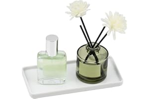 YoHyien Ceramiczna Taca Łazienkowa, Biała Taca Na Ubranka, Taca Na Perfumy Do Komody, Dekoracyjna Taca Na Bibeloty, Prostokątna Taca Na Kosmetyki, Mydło, Świecę, Kuchenna (S)