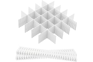 Hantoc 12 Pezzi Divisori per Cassetti Regolabili, Divisori per Cassetti in Plastica Organizzatore per Cassetti Separatori per Cassetti per Ufficio, Bagno, Cucina o Camera da letto 32.4 x 7cm Bianco