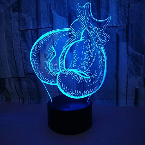 Boxing Glove Led 3D Model Night Light 7 Colors Flashing Remote Touch Sensor USB Illusion 3D Lamp for Bedroom Decoration Remote Control Desk Lamp