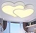 Produktbild Deckenleuchte Rosa Zwei Herzen Kinderlampe Kinderzimmer Schlafzimmer Led Herz Girl Moderne Mädchen Für Mädchenzimmer Decken Hochzeit Deko Lampen Schlafzimmerlampe Herzform Herzchen Mit Pink 50CM (Dimmbar Mit Fernbedienung, Weiss Weiß)