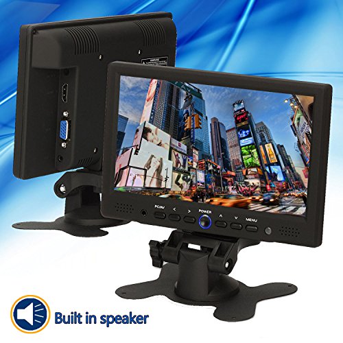 TPEKKA 7" inch LED CCTV Mini HD 800 x 480 Monitor Audio Speaker HDMI VGA for PC Car Security Camera Technical grade Easy-to-use