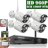 【Erweiterbar】 Dieses System umfasst 1x 8 Kanal 1080P (1920x1080) NVR und 4 x 960P (1280 X 960) kabellose wasserdichte IP67 Kameras. Es ist ideal für den Innen- und Außenbereich geeignet, ideal für Villen, Wohnungen, Büros, Werkstätten, Lager, Restaurants usw. Dieses erweiterbare System kann bis zu 8 Kameras unterstützen. Zusätzliche Kameras können bei Amazon erworben werden. OOSSXX ist NICHT für die Installation verantwortlich.