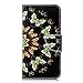 Produktbild Chreey Huawei P10 Lite Hülle, Leder Handyhülle Flip Case Bunt Muster Handy Schutzhülle mit Brieftasche Kartenfach Magnetverschluss [Gold Schmetterling]