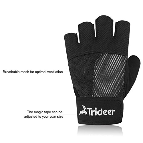 Ultraleicht Trainingshandschuhe für Damen Frauen(Schwarz Rosa und Lila), Trideer Fitness Handschuhe mit Adjustable Handgelenkstütze für Fitnessstudio Krafttraining Gewichtheben und Bodybuilding, Fingerlos Microfiber Material und Safe Geleinlage Silica Palm Exercise Gloves - 3