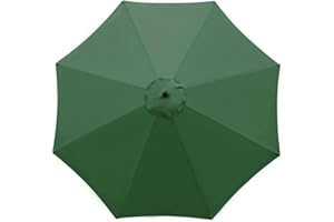 BRIXBEE Sonnenschirm-Ersatztuch, 3 m, 8 Rippen, Garten-Sonnenschirm, Überdachung für Terrasse, Sonnenschirm, Markttisch, Regenschirm, Ersatzdach grün
