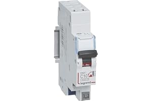 LEGRAND - Disjoncteur Phase + Neutre 230V DNX³ - Pouvoir de Coupure 3000A - 10A Courbe C - Bornes automatiques - 1 Module - Fabriqué En France