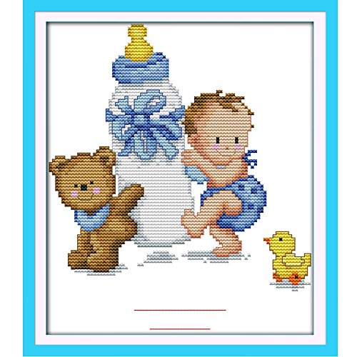 Anself - Mi Cariñoso Bebé, kit de Punto de Cruz Contado Bordado Hecho a Mano 14CT 26,5 x 22 cm