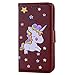 Produktbild Samsung Galaxy J5 2017 [US Version] Hülle, Chreey Niedlich [Regenbogen Einhorn] Glitzer Handyhülle Premium PU Leder Tasche Flip Wallet Cover mit Standfunktion Kartenfach Schutzhülle [Braun]