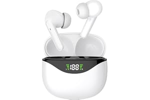 MOMMY'S HELPER Ecouteurs Bluetooth sans Fil, Ecouteurs sans Fil 5.2 HiFi Stéréo, Ecouteur Bluetooth IPX7 Étanches, Microphones Intégrés, Contrôle Tactile, 35 Heures Durée de Lecture, pour iOS et Android Telephone
