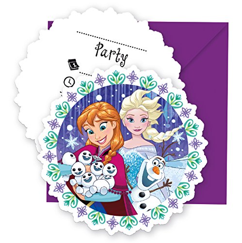 12-teiliges Einladungskarten-Set * FROZEN - SCHNEEFLOCKE * für Disney-Kindergeburtstag // 6 Einladungskarten plus 6 Umschläge // Kinder Geburtstag Party Mottoparty Einladung Plates Mädchen Prinzessin Disney Snow Snowflake Schnee