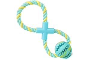 QINUKER Pelota de Juguete para Cachorro de Perro con Cuerda, Masticar golosinas Juguete de algodón Interactivo IQ Entrenamiento Diente Fuerte Mordida de Goma Medio Comida para Mascotas Masticar Jugar