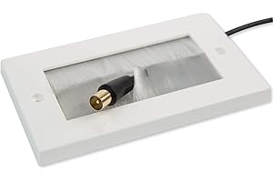 G-PLUG Cable Pass Through Wall Plate Faceplate with Brush – White Double Gang Cover for HDMI, TV, Ethernet, Speaker Wires – Easy to Install, Clean Cable Management Solution