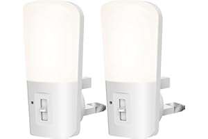 LOHAS-LED Plug in Night Lights, Brightness Adjustable, Light Sensor, Children Room Light, Cool White 6000K, 1W, 5LM-80LM, Used in The Bedroom, Baby Room, Staircase, 2 Pack