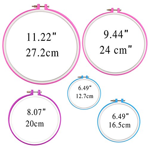 WINOMO 5 Stück Stickrahmen 12.7cm 16.5cm 20cm 24cm 27.2cm - 3