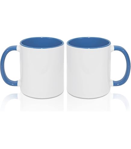 MR.R Sublimatie Lege Koffiemokken | Set Van 2 Witte Keramieke Mokken Met Roze Binnenkant & Hart Handvat | 11 Oz (330 Ml)