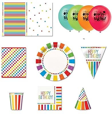 Unique Party - 80829 - Article de Fête - d'Anniversaire Arc-en-Ciel - Kit pour 8 personnes