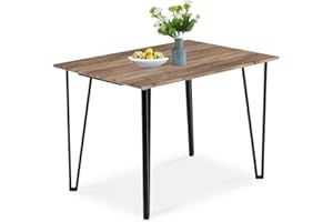 GOLDFAN Rectangle Dining Table Modern Wood Style for Kitchen Table with Metal Legs Dining Room Table, 110 x 70 x 75 cm, Black (Table Only)