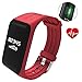 Produktbild myfei Wireless Smart Fitness Tracker, Herzfrequenz Monitor 24h Aktivität Armband Wasserdicht ArmBand Bluetooth Schrittzähler Schlaf Monitor Smartwatch, rot
