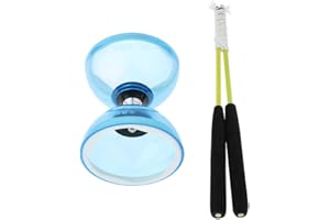 predolo Diabolo Professionnel à 3 Roulements avec Baguettes Kit d'embrayage Jouet de Jonglage 12cm, Bleu