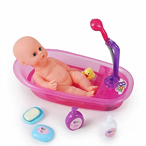 Brigamo 538 – Interaktive Puppen Badewanne mit funktionierender Dusche, inkl. Baby Badepuppe und viel Zubehör - 6