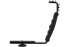 Topiky L Flash Staffa, Camera Flash L-Staffa Dual Hot Shoes Holder Mount 1/4 "Filo per Flash Light Camera Mini DV Camcorder